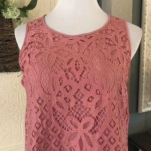 LOFT Lace Salmon Color Sleeveless Blouse
